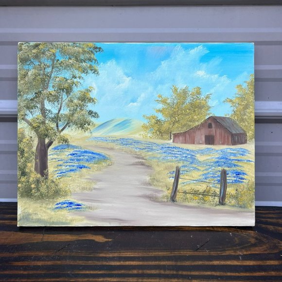 Vintage Landscape Painting Summer Scenery, Original Art, Painting on Canvas - Picture 5 of 5